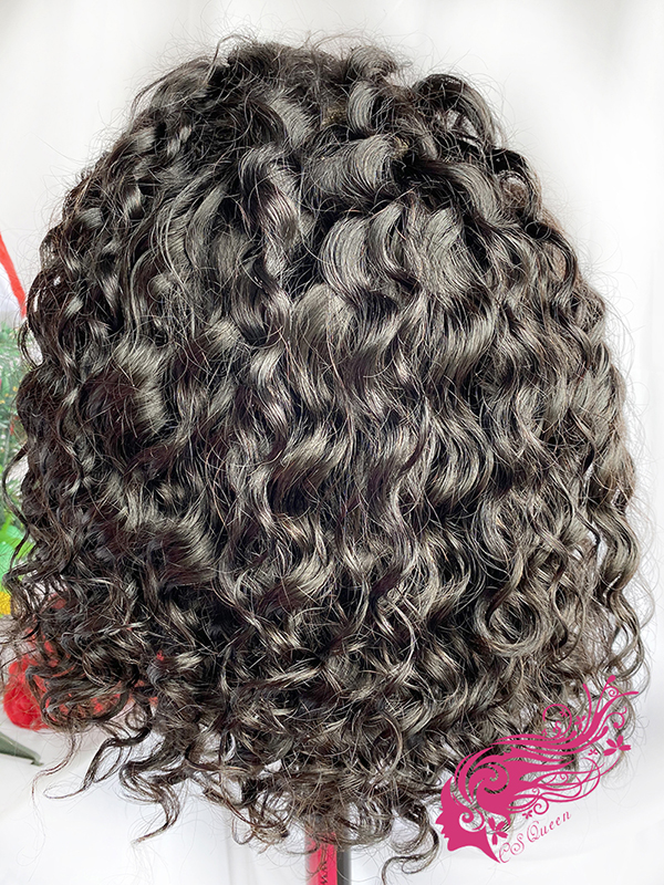 Csqueen 9A Loose Curly BOB Wig 4*4 Transparent Lace Closure BOB Wig 100% human hair 180%density - Click Image to Close